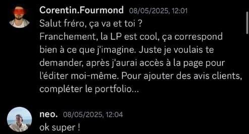 Retour Discord de Corentin F. : « Franchement, la LP est cool, ça correspond bien à ce que j'imagine »